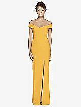 Alt View 2 Thumbnail - NYC Yellow Off-the-Shoulder Criss Cross Back Trumpet Gown