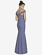 Alt View 1 Thumbnail - French Blue Off-the-Shoulder Criss Cross Back Trumpet Gown