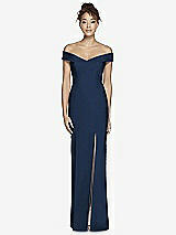 Alt View 2 Thumbnail - Midnight Navy Off-the-Shoulder Criss Cross Back Trumpet Gown