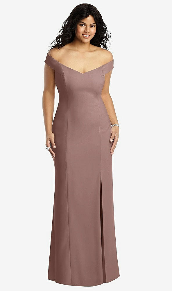 Front View - Sienna Off-the-Shoulder Criss Cross Back Trumpet Gown