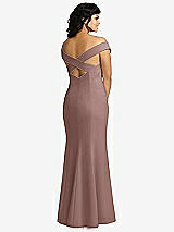 Rear View Thumbnail - Sienna Off-the-Shoulder Criss Cross Back Trumpet Gown