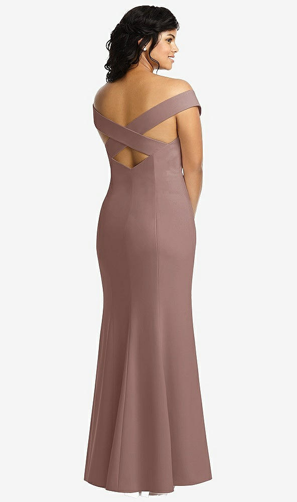 Back View - Sienna Off-the-Shoulder Criss Cross Back Trumpet Gown