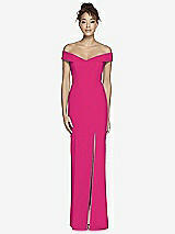 Alt View 2 Thumbnail - Think Pink Off-the-Shoulder Criss Cross Back Trumpet Gown