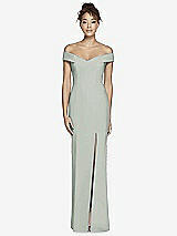 Alt View 2 Thumbnail - Willow Green Off-the-Shoulder Criss Cross Back Trumpet Gown