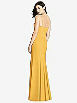Rear View Thumbnail - NYC Yellow Seamed Bodice Crepe Trumpet Gown with Front Slit