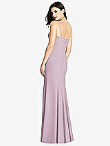 Rear View Thumbnail - Suede Rose Seamed Bodice Crepe Trumpet Gown with Front Slit