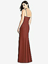 Rear View Thumbnail - Auburn Moon Seamed Bodice Crepe Trumpet Gown with Front Slit