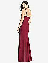 Rear View Thumbnail - Burgundy Seamed Bodice Crepe Trumpet Gown with Front Slit