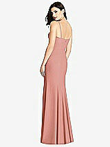 Rear View Thumbnail - Desert Rose Seamed Bodice Crepe Trumpet Gown with Front Slit