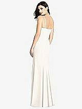 Rear View Thumbnail - Ivory Seamed Bodice Crepe Trumpet Gown with Front Slit