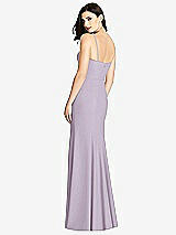 Rear View Thumbnail - Lilac Haze Seamed Bodice Crepe Trumpet Gown with Front Slit