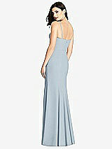 Rear View Thumbnail - Mist Seamed Bodice Crepe Trumpet Gown with Front Slit