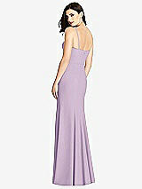 Rear View Thumbnail - Pale Purple Seamed Bodice Crepe Trumpet Gown with Front Slit