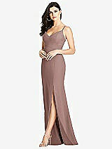 Front View Thumbnail - Sienna Seamed Bodice Crepe Trumpet Gown with Front Slit