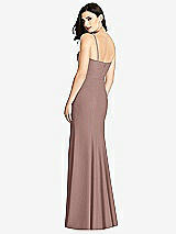 Rear View Thumbnail - Sienna Seamed Bodice Crepe Trumpet Gown with Front Slit