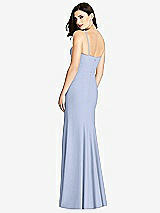 Rear View Thumbnail - Sky Blue Seamed Bodice Crepe Trumpet Gown with Front Slit