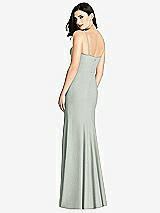 Rear View Thumbnail - Willow Green Seamed Bodice Crepe Trumpet Gown with Front Slit