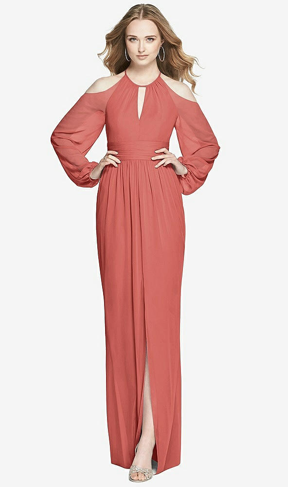 Front View - Coral Pink Dessy Bridesmaid Dress 3018