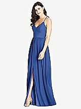 Front View Thumbnail - Classic Blue Criss Cross Strap Backless Maxi Dress
