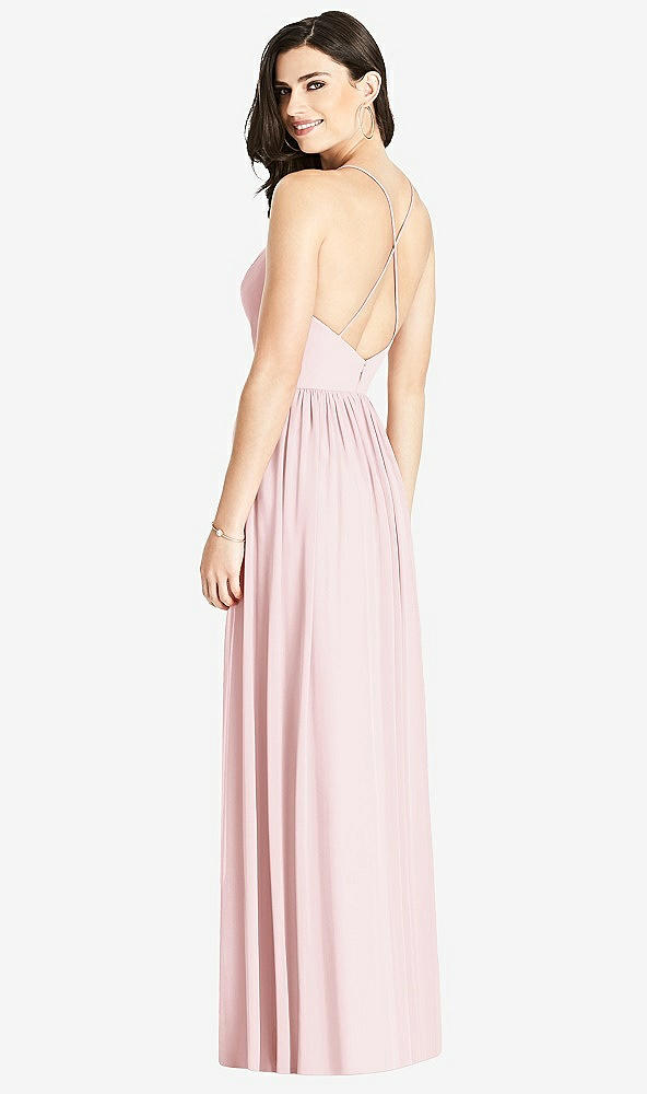 Back View - Ballet Pink Criss Cross Strap Backless Maxi Dress