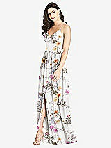 Front View Thumbnail - Butterfly Botanica Ivory Criss Cross Strap Backless Maxi Dress