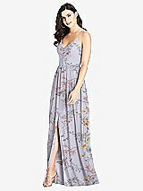 Front View Thumbnail - Butterfly Botanica Silver Dove Criss Cross Strap Backless Maxi Dress