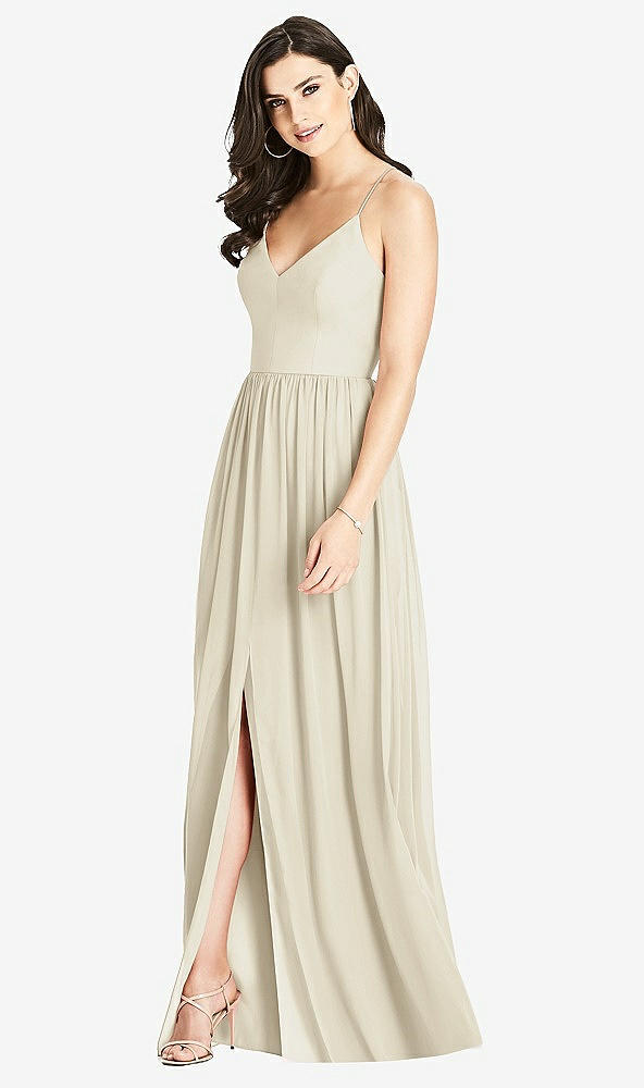 Front View - Champagne Criss Cross Strap Backless Maxi Dress