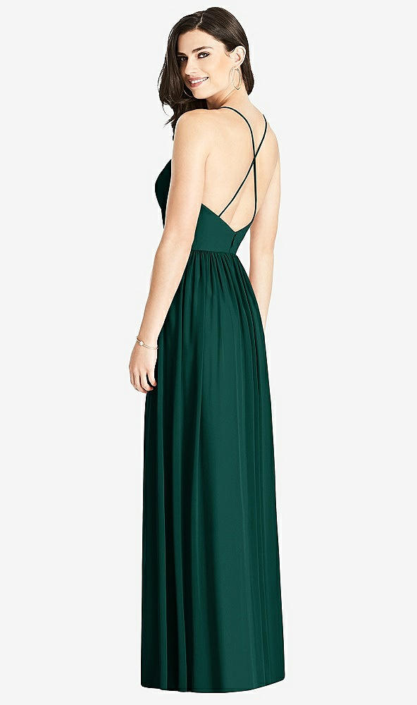 Back View - Evergreen Criss Cross Strap Backless Maxi Dress