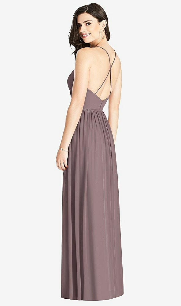 Back View - French Truffle Criss Cross Strap Backless Maxi Dress
