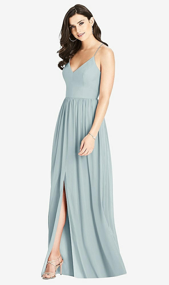 Front View - Morning Sky Criss Cross Strap Backless Maxi Dress