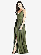 Front View Thumbnail - Olive Green Criss Cross Strap Backless Maxi Dress