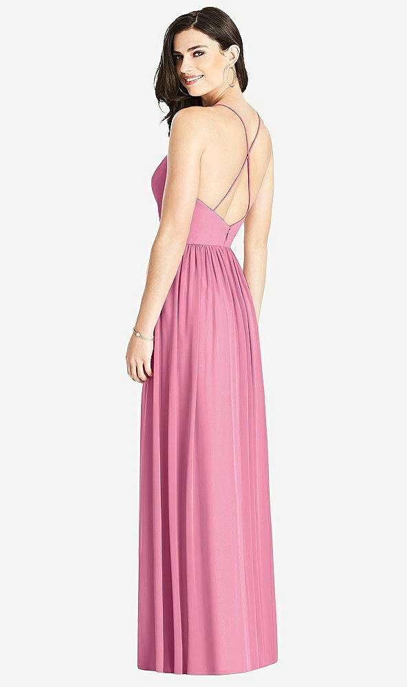 Back View - Orchid Pink Criss Cross Strap Backless Maxi Dress