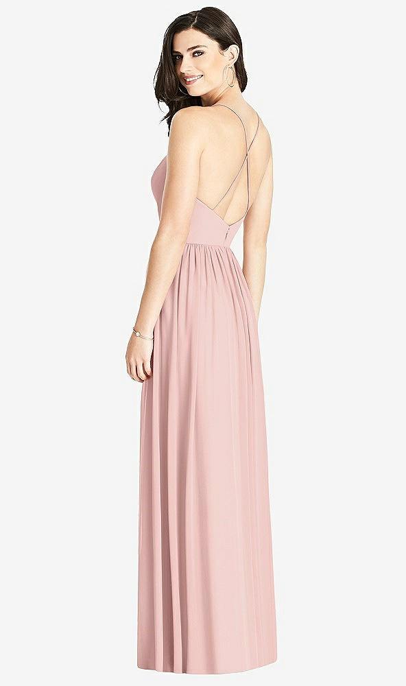 Back View - Rose - PANTONE Rose Quartz Criss Cross Strap Backless Maxi Dress