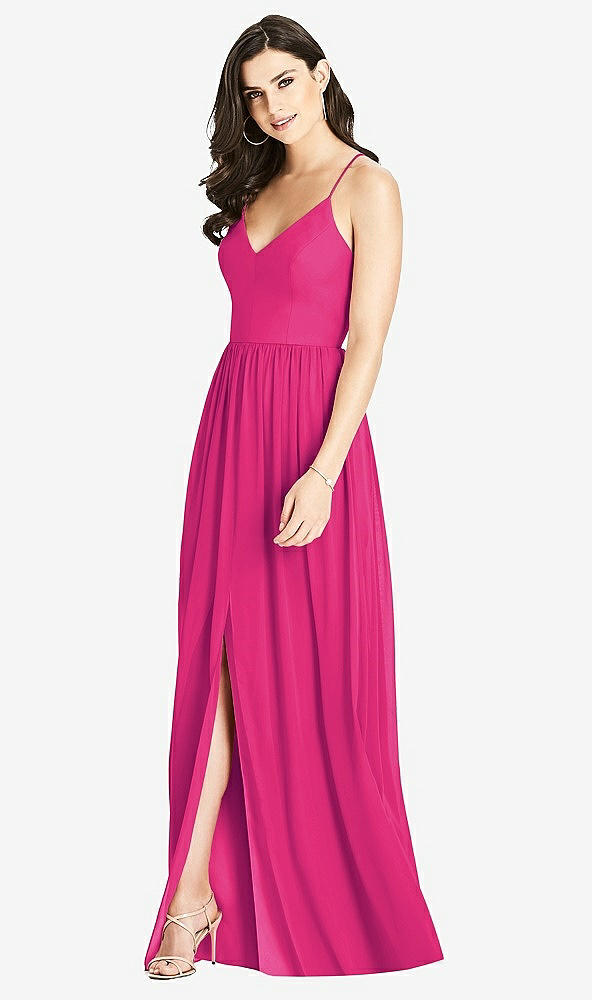 Front View - Think Pink Criss Cross Strap Backless Maxi Dress