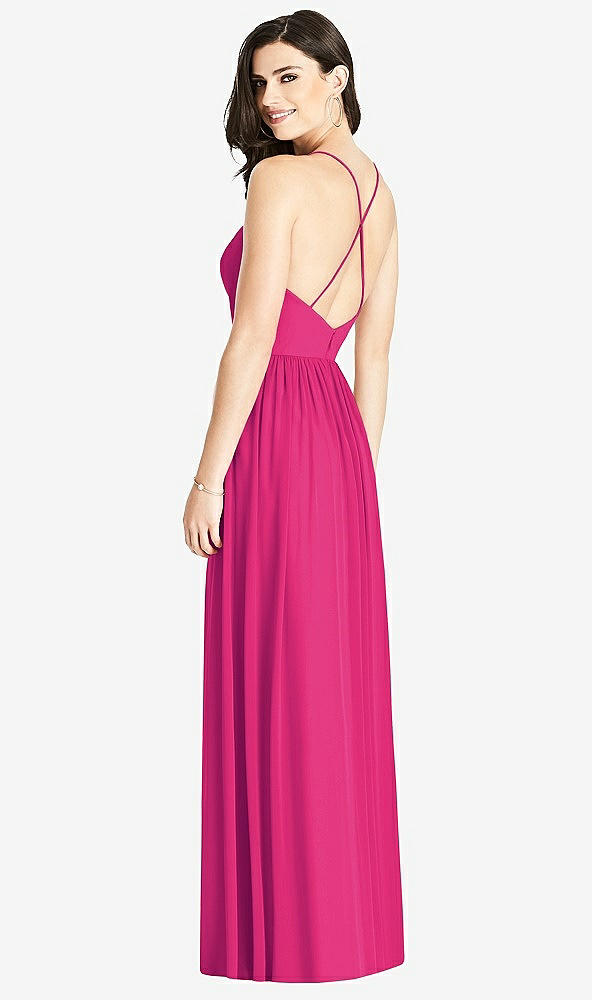 Back View - Think Pink Criss Cross Strap Backless Maxi Dress