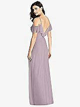 Rear View Thumbnail - Lilac Dusk Ruffled Cold-Shoulder Chiffon Maxi Dress
