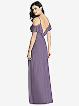 Rear View Thumbnail - Lavender Ruffled Cold-Shoulder Chiffon Maxi Dress