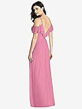 Rear View Thumbnail - Orchid Pink Ruffled Cold-Shoulder Chiffon Maxi Dress