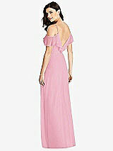 Rear View Thumbnail - Peony Pink Ruffled Cold-Shoulder Chiffon Maxi Dress