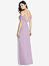 Rear View Thumbnail - Pale Purple Ruffled Cold-Shoulder Chiffon Maxi Dress
