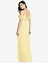 Rear View Thumbnail - Pale Yellow Ruffled Cold-Shoulder Chiffon Maxi Dress