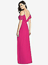 Rear View Thumbnail - Think Pink Ruffled Cold-Shoulder Chiffon Maxi Dress