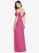 Rear View Thumbnail - Tea Rose Ruffled Cold-Shoulder Chiffon Maxi Dress