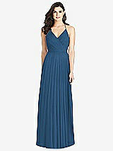 Rear View Thumbnail - Dusk Blue Ruffled Strap Cutout Wrap Maxi Dress