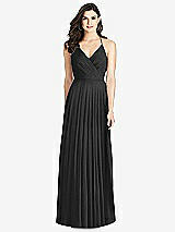 Rear View Thumbnail - Black Ruffled Strap Cutout Wrap Maxi Dress