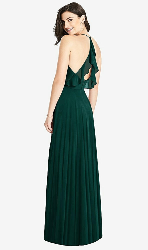 Front View - Evergreen Ruffled Strap Cutout Wrap Maxi Dress