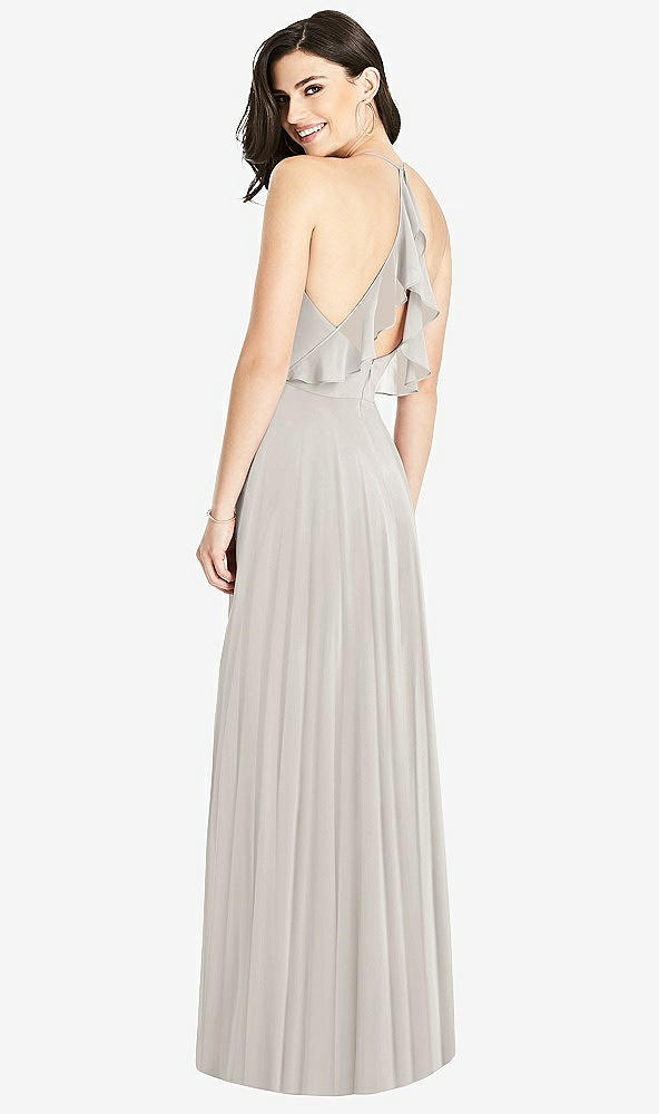 Front View - Oyster Ruffled Strap Cutout Wrap Maxi Dress