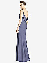 Front View Thumbnail - French Blue Bateau-Neck Open Cowl-Back Trumpet Gown