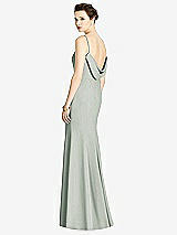 Front View Thumbnail - Willow Green Bateau-Neck Open Cowl-Back Trumpet Gown