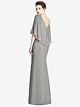 Rear View Thumbnail - Chelsea Gray V-Back Trumpet Gown with Draped Cape Overlay